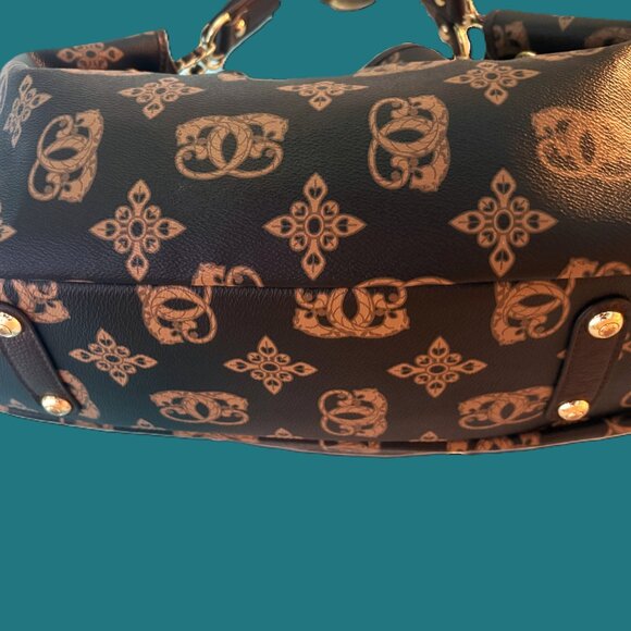 Sharif Shoulder Bag Saffiano Leather Gold Hardware Animal Print Interior NWOT - Picture 11 of 12